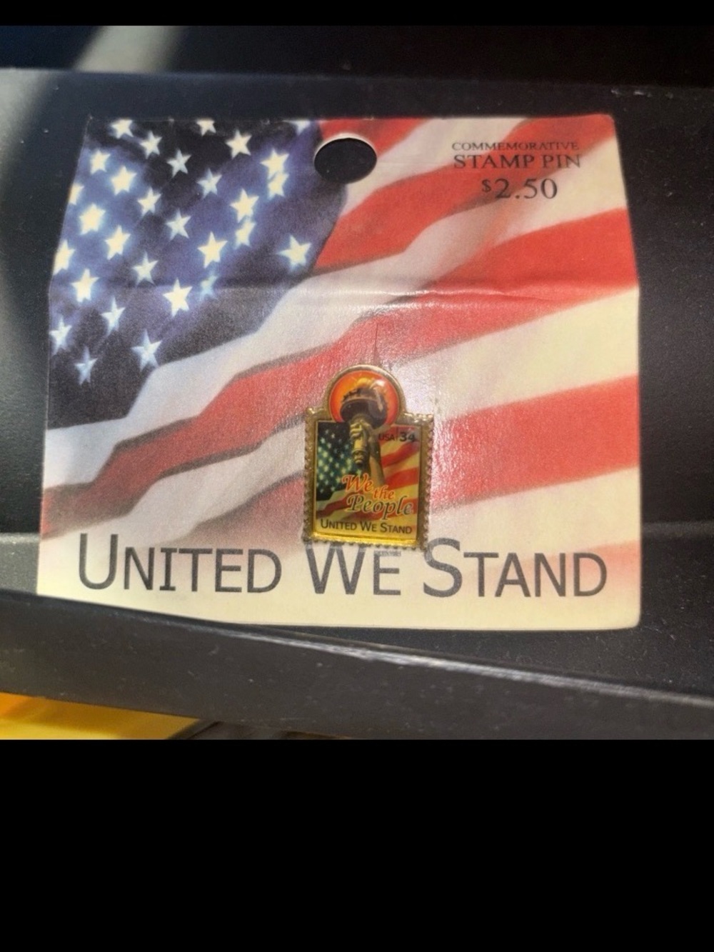 Vintage Sealed We The People United We Stand Stamp Lapel Pin 2001